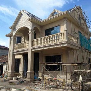 宜宾 黄金麻花岗岩石材私人别墅雕花门楼柱阳台栏杆