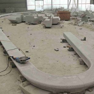 宜宾 芝麻白花岗岩弧形花坛石，坐凳石