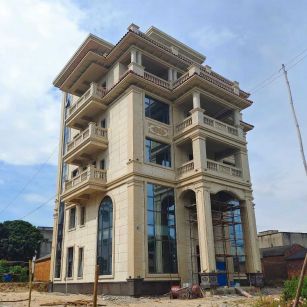 宜宾 黄金麻花岗岩石材别墅外墙干挂搭配（雕花栏杆花瓶柱门楼罗马柱）