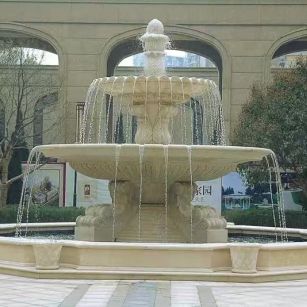 宜宾 黄金麻花岗岩异型加工——户外庭院石雕流水喷泉