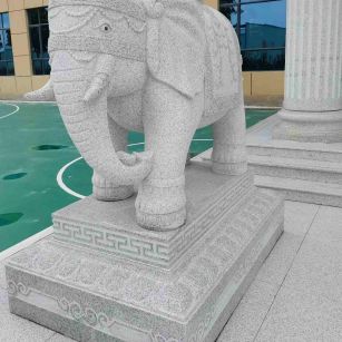 宜宾 白麻花岗岩动物异形石雕-大象