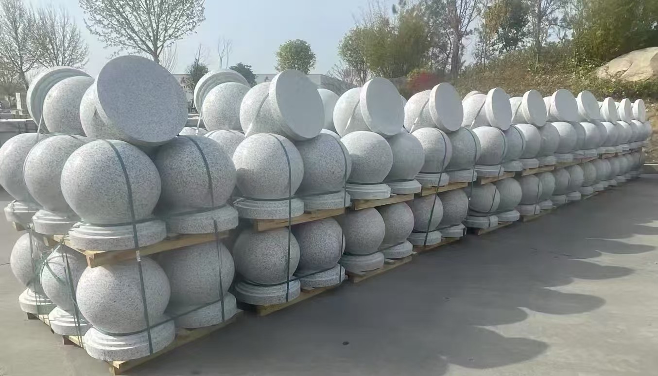宜宾 白麻花岗岩石材圆球，石球，挡车球，隔离球，景观石球，风水球等