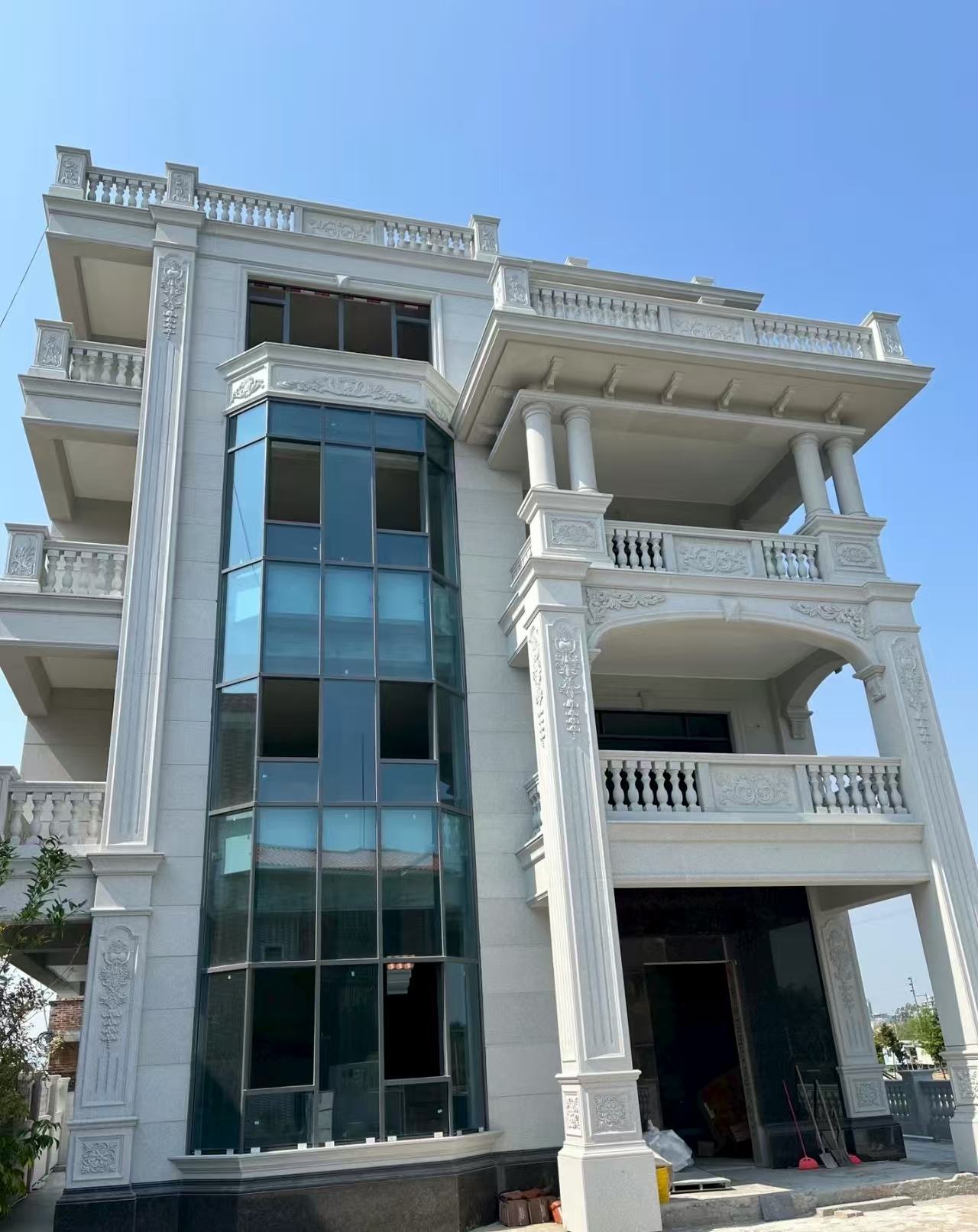 宜宾 白麻花岗岩别墅外墙干挂效果展示