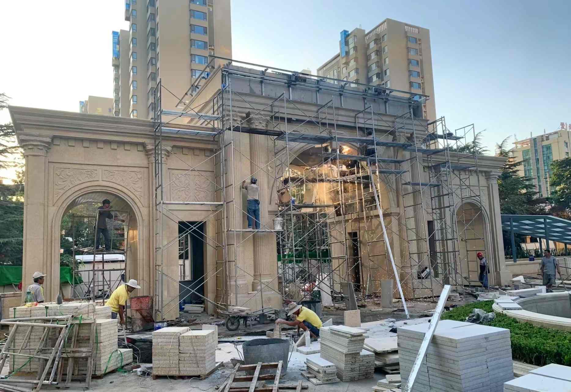 宜宾 黄金麻荔枝面花岗岩小区门楼外墙干挂