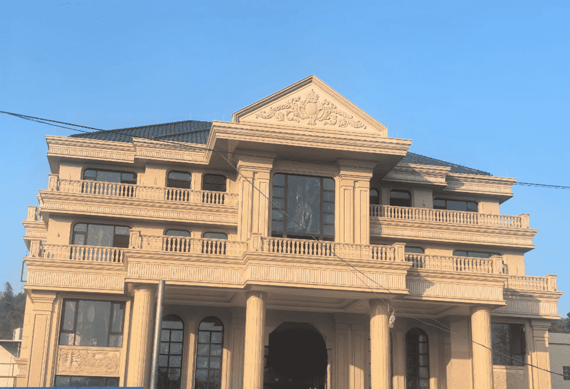 宜宾黄金麻别墅外墙干挂石材效果示例